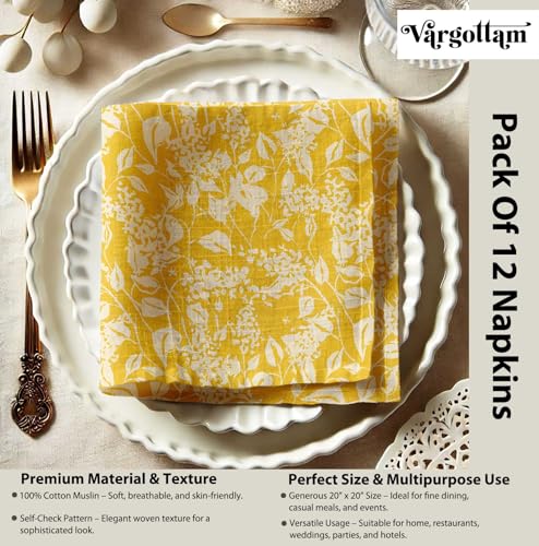 Servilletas de Tela Muselina Algodón 20 Pulgadas Set x12 miniatura 4
