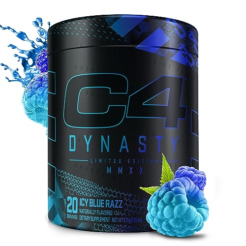 C4 Dynasty MMXX Pre Workout Powder Icy Blue Razz | Preworkout Energy Supplement for Men & Women | 350mg Caffeine + 6.4g Beta Alanine | 20 Servings