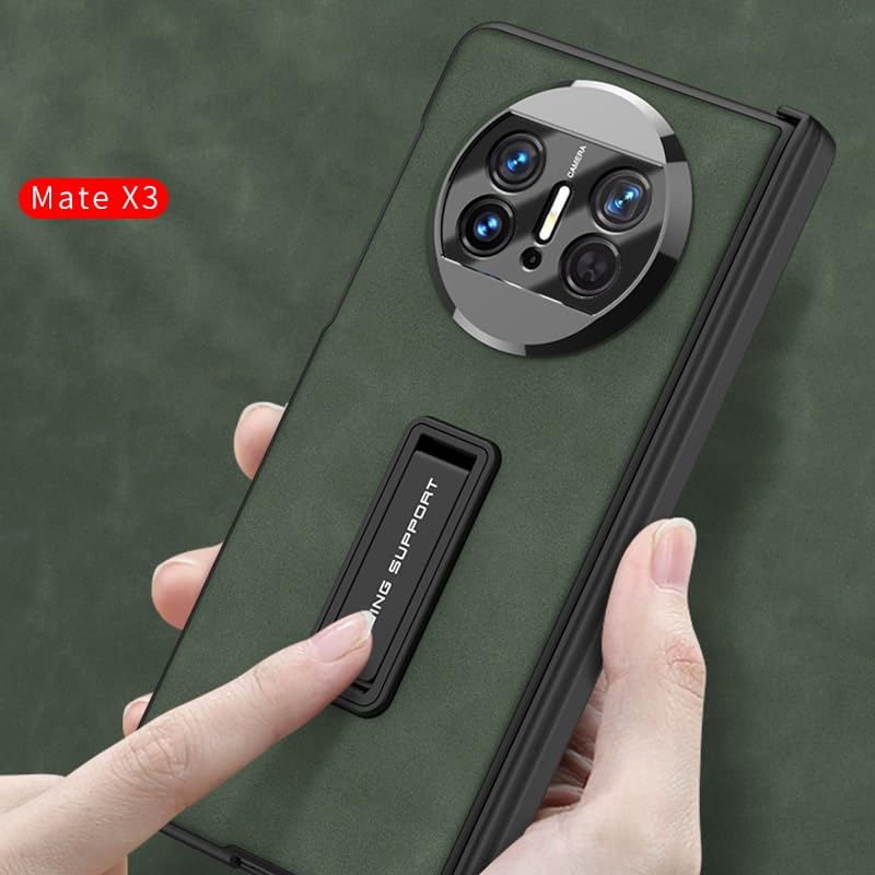 Charnière Huawei Mate X3 protégée : coque grise intégrale en cuir - 2