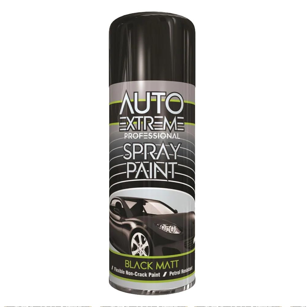 Matt Black Spray Paint 250ML - Fast Drying Interior Exterior Use Petrol Resistant Non Crack Coating High Coverage Matt Finish for Car Bike Van Metal Panels