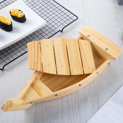 Plato de sushi madera 37 cm para servir y sashimi miniatura 6