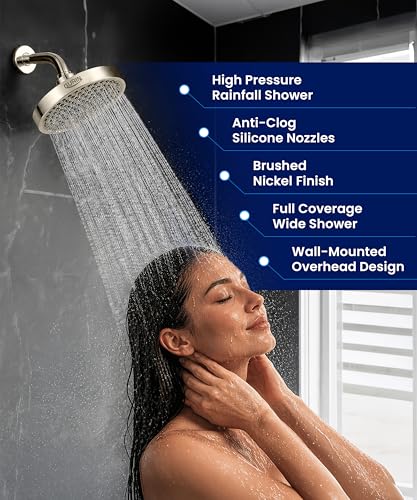 Image of Gurin Shower Filter for Bathroom with 6 Inch High Pressure Shower Head, Multistage Hard Water Softener for Shower, Chrome, Polished Finish