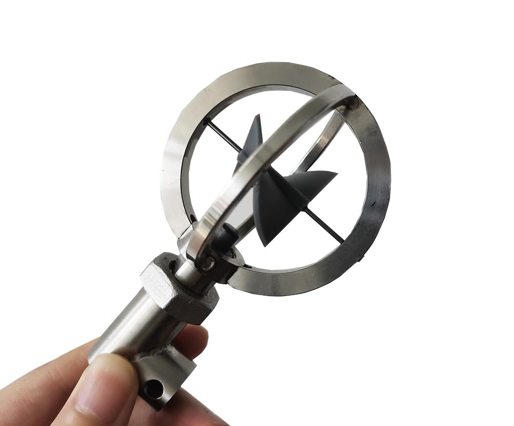 Close-up of the propeller type velocity sensor.