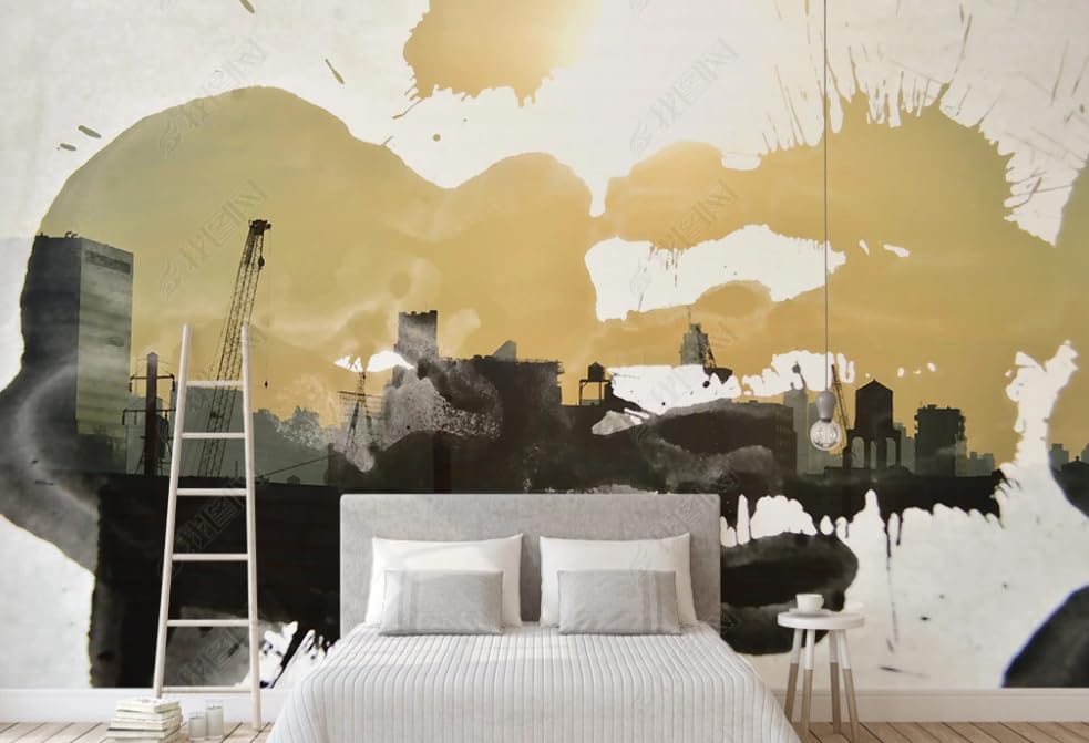 Papier peint intissé abstrait pour masquer un mur abîmé de salon