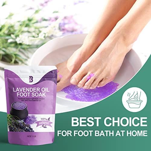 Epsom Salt Lavender 16Oz,Foot Bath Salts For Women Relaxing, Epsom Salts For Soaking For Pain, Remove Toxins, Softens Calluses, Boost Immunity, Relieve Tired, Achy, Itchy Feet #TOP5
