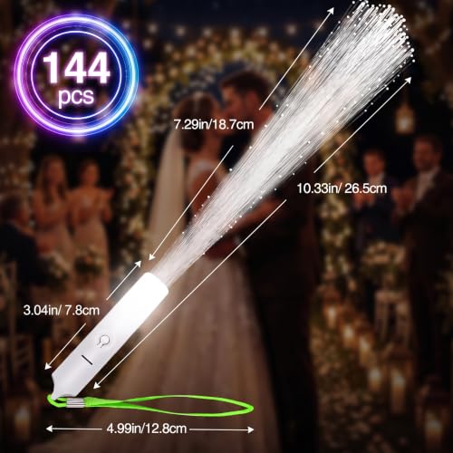 Image of 144‑Pack LED White Fiber Optic Glow Wands with 3 Flashing Light Modes