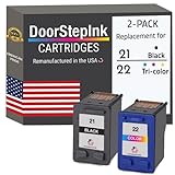 DoorStepInk Remanufactured 21 Ink Cartridge for HP 21XL 22XL Combo Pack (1 Black,1 Color) for OfficeJet 4315 J3680 DeskJet F2210 F4180 F380 F300 F4140 F340 D1455 PSC 1410 Printer, Made in U.S