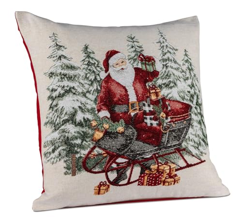Kremers Schatzkiste Weihnachtskissen 45 cm mit Nikolaus Schlitten...