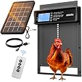 Okkobi Automatic Chicken Coop Door Solar Powered - LCD Display - Chicken Coop Door with Remote Control, Light Sensor & Timer - Security & Peace of Mind: Anti-Pinch Function - 5-Year Protection - Grey