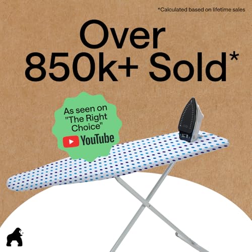Image of Gorilla Grip Reflective Silicone Ironing Board Cover, 15x54 Inch, Hook and Loop Fastener Straps, Large and Standard Boards, Pads Resist Scorching and Staining, Elastic Edge, Thick Padding, Blue Dots