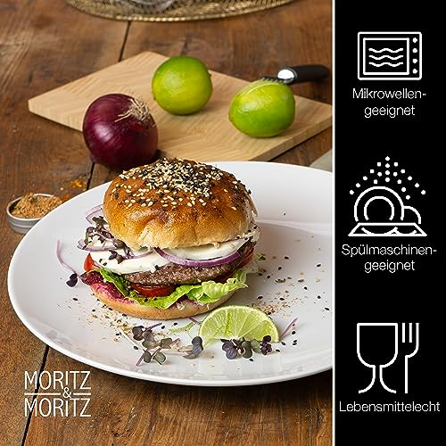 Moritz & Moritz Speiseteller Set 6 Personen - Essteller Ø 27 cm – Große Teller in weiß - Flache Teller 6er Set als Tafelgeschirr, Servierteller & Frühstücksteller - Serie BASIC – Bild 3