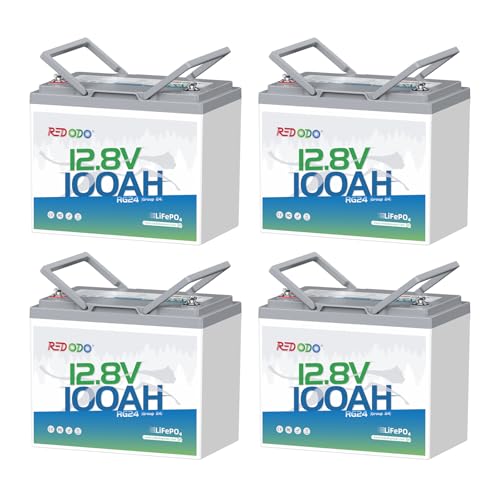 Image of Redodo 12.8V 100Ah Group24 LiFePO4 Battery for Trolling Motor 4 Pack