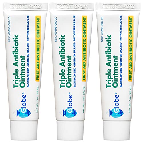 (3 Pack) Globe 1oz Triple Antibiotic Ointment, First Aid Ointment for Minor Scratches and Wounds and Prevents Infection, Compare to The Active Ingredients of Leading Brand