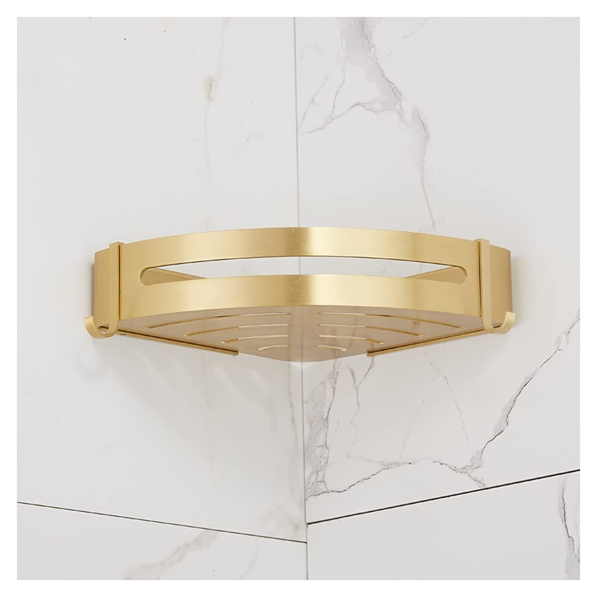 ZTBH Estantes de baño Estante de Esquina, Estante de Ducha de baño de jabón montado en Pared, Soporte de baño, Estante de baño Cuadrado Organizador de baño (Color : Brushed Gold 1)
