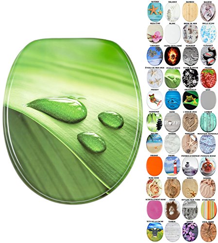Sanilo Abattant WC, Grande sélection de lunettes de toilette, Finition de haute qualité, Charnières robustes, Fixation facile (Feuille verte)