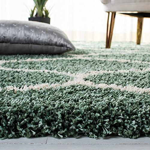 Image of Handwoven Microfibre 3D Rug for Living Room (Light Green & Ivory Moroccan, 6 X 6 Feet (Square), Microfibre)