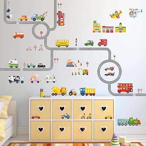 DECOWALL SG3-1404P1405 The Road and Transports Kids Wall Stickers Decals Peel and Stick Removable Nursery Bedroom Living Room art murals decorations decor bathroom kitchen boy girls baby vehicle 3 51VYYvfBCZL. AC
