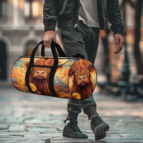 Highland Cow Duffle Bag with Adjustable Strap,Foldable Travel Duffel Bags for Men Women,Waterproof Duffel Bags4