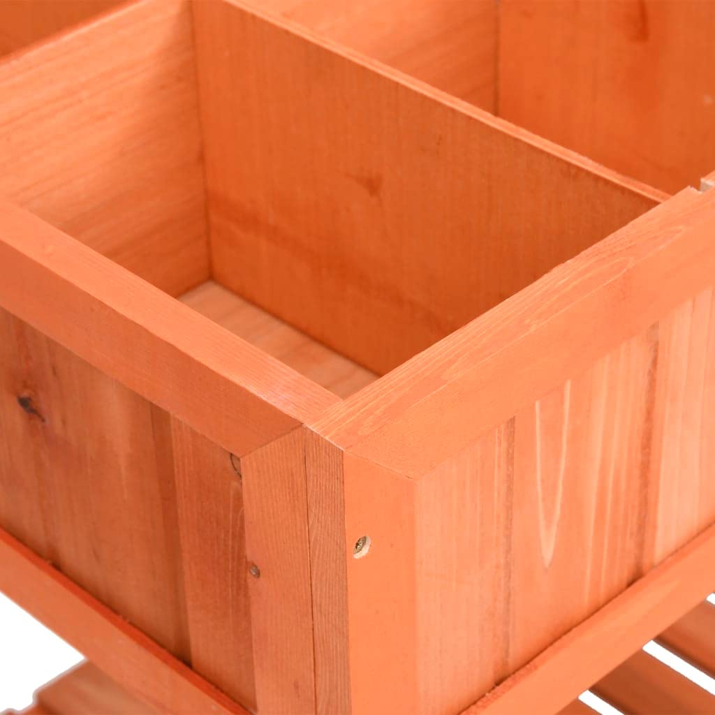 Vaso per erbe aromatiche, 80 x 60 x 80 cm, in legno massello, aiuola rialzata per erbe aromatiche con inserto e divisori per fino a 8 piante, con ripiano inferiore per attrezzi da giardino