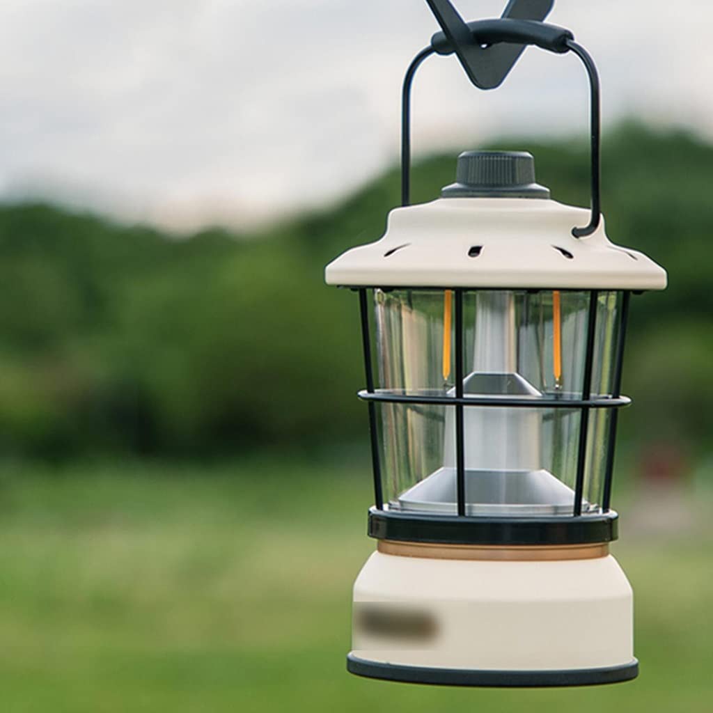Lampa kempingowa do oświetlenia namiotu, Oświetlenie zewnętrzne Retro Camping, oświetlenie namiotu, wiszące oświetlenie LED Camping(White)
