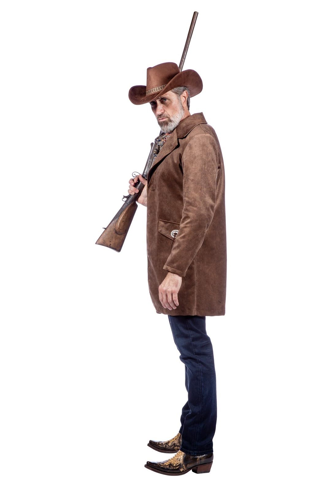 WILBERS & WILBERS 330438 - Western płaszcz dla mężczyzn, brązowy, kowbojski wygląd, karnawał