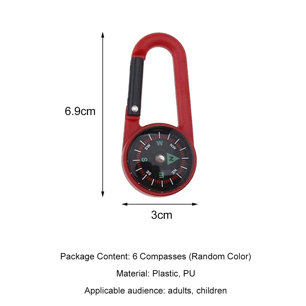 Portachiavi Con Bussola E Moschettone – Mini Bussola Da Trekking In Lega Di Zinco, Design Stella/Rotonso, Accessorio Campeggio, Regalo Estivo