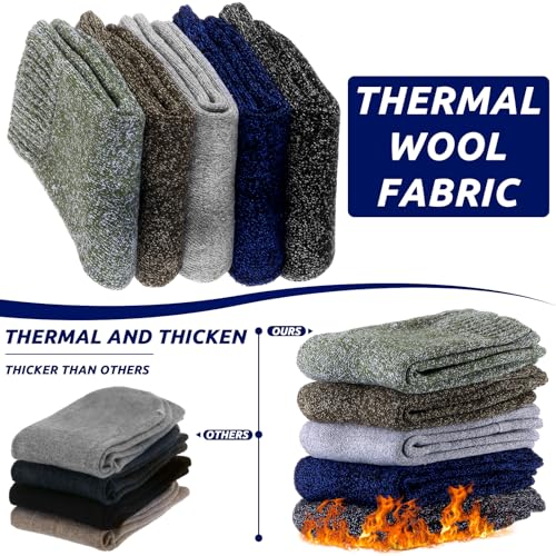 10 Pairs XXL Thermal Warm Winter Socks for Men Size 15-18 Wool Extra Large Wide Crew Socks Thick Thermal Hiking Boot Stockings for Hiking Skiing Winter Cold Weather Swollen Feet Legs3