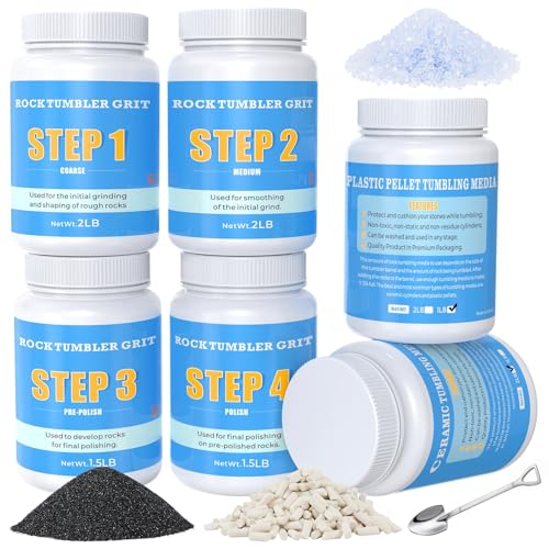 Large Rock Tumbler Grit Kit with Ceramic & Plastic Media