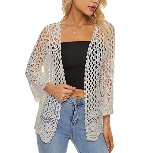 Womens Boho Open Front Cardigan Long Sleeve Loose Knit Lightweight Sweaters2