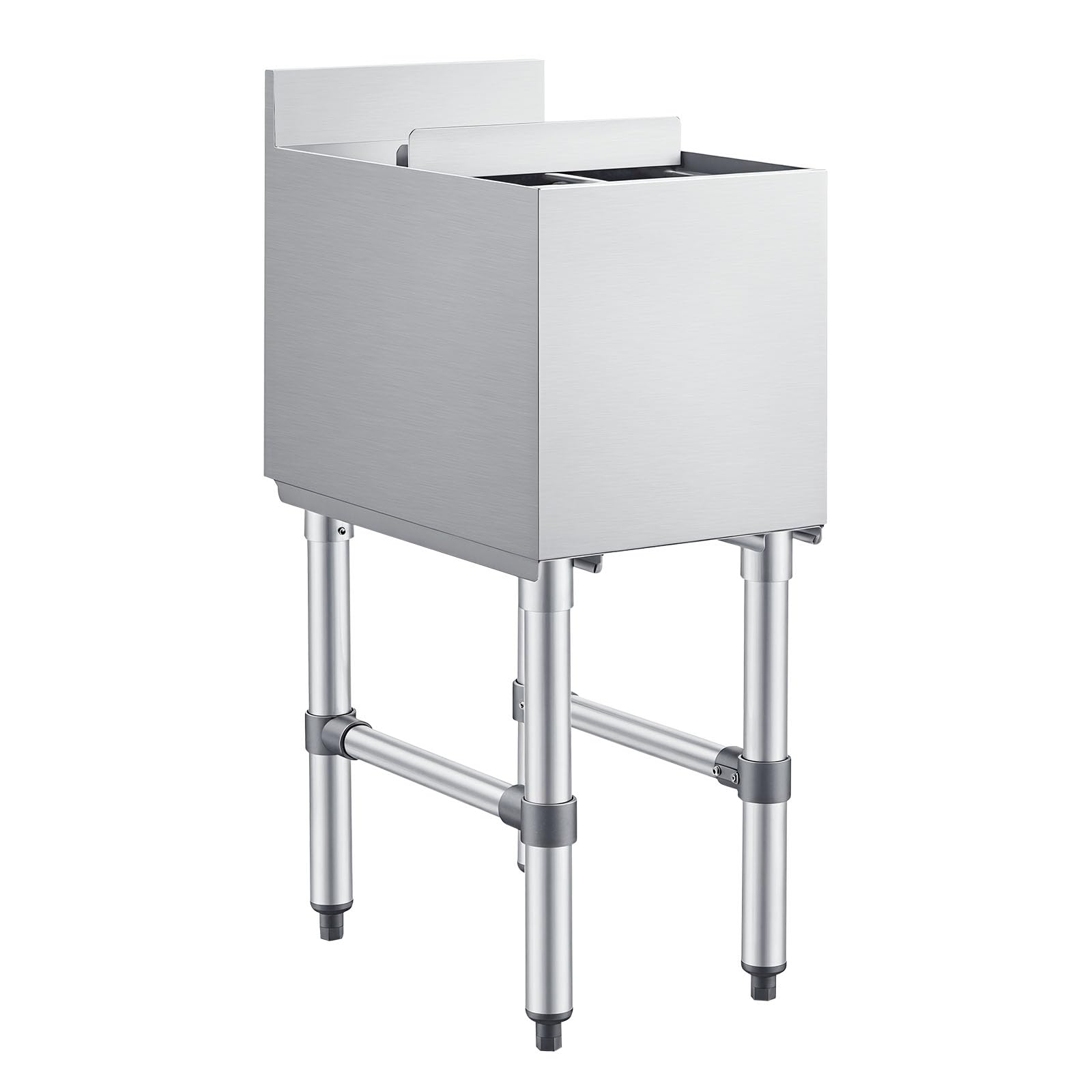 VEVOR Bac à glace commercial de 48,3 cm en acier inoxydable avec couvercle coulissant et porte-bouteille, chariot à cocktails pour bar, restaurant, pub, certifié NSF