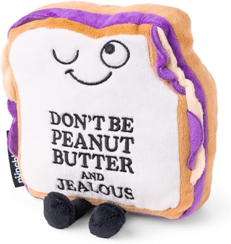 Punchkins - Peluche de sándwich con texto en inglés "Don't Be Peanut Butter and Jealous Sandwich" - Divertido regalo de broma de elefante blanco disponible en Yaxa Costa Rica