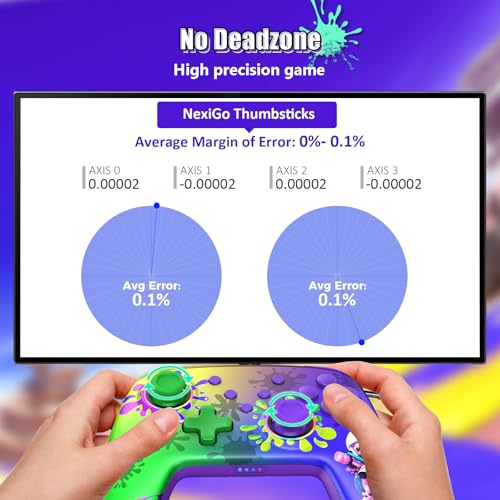 Image of NexiGo Wireless Controller (No Deadzone) for Switch 2 and Switch, Bluetooth Controllers for Nintendo Switch with Vibration, Motion, Turbo and LED Light (Inkling)