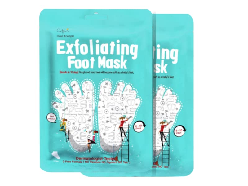 Clean and Simple Exfoliating Foot Mask 2 PACK, Foot Peeling Mask, Dermatologist Tested, No Paraben, No Pigment, No Talc