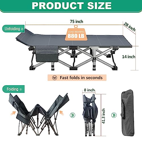 Lilypelle Folding Camping Cot, Heavy Duty Sleeping Cots With Carry Bag, Double Layer Oxford Portable Travel Camp Cots For Home, Office Nap And Outdoor Beach #TOP5