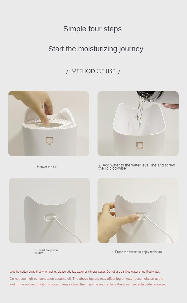 Dual Nozzle Humidifier,3L Large Capacity Cool Mist Humidifier,USB Personal Desktop Humidifier for Baby Bedroom Travel Office Home,Automatic shut-off in case of water shortage,35dB ultra quiet