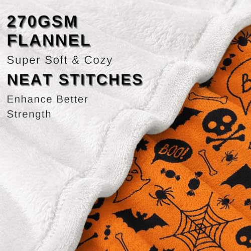 Kuscheldecke Flauschig Halloween, Decke Wolldecke 150x200 Orange, Flanell Sofadecke Blanket XL, Fleecedecke Wohndecke Schlafdecke Winter Warm Weich, Deko Decken für Couch Bed – Bild 5