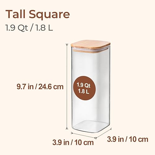 Miniatura 57 de ComSaf Recipientes de almacenamiento de alimentos con tapas herméticas, juego de 6, recipiente de vidrio transparente con tapa de sellado,