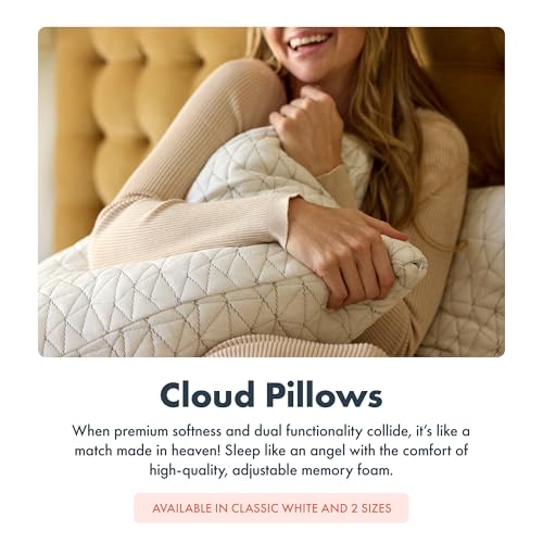 Image of Nuzzie (2 Pack) Cloud Pillow Premium Soft Eco-Conscious Adjustable Memory Foam Pillow for Perfect Comfort (2 Pillows) King
