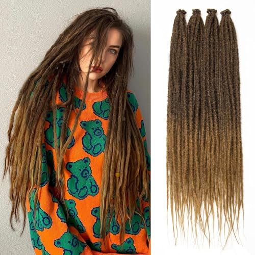 20 Strands Dreadlock Extensions 24 Inch Synthetic Hippie Single Ended Dreads Ginger 0.6 cm Width Loc Extensions Reggae Style Crochet Hair for Women (4/27)