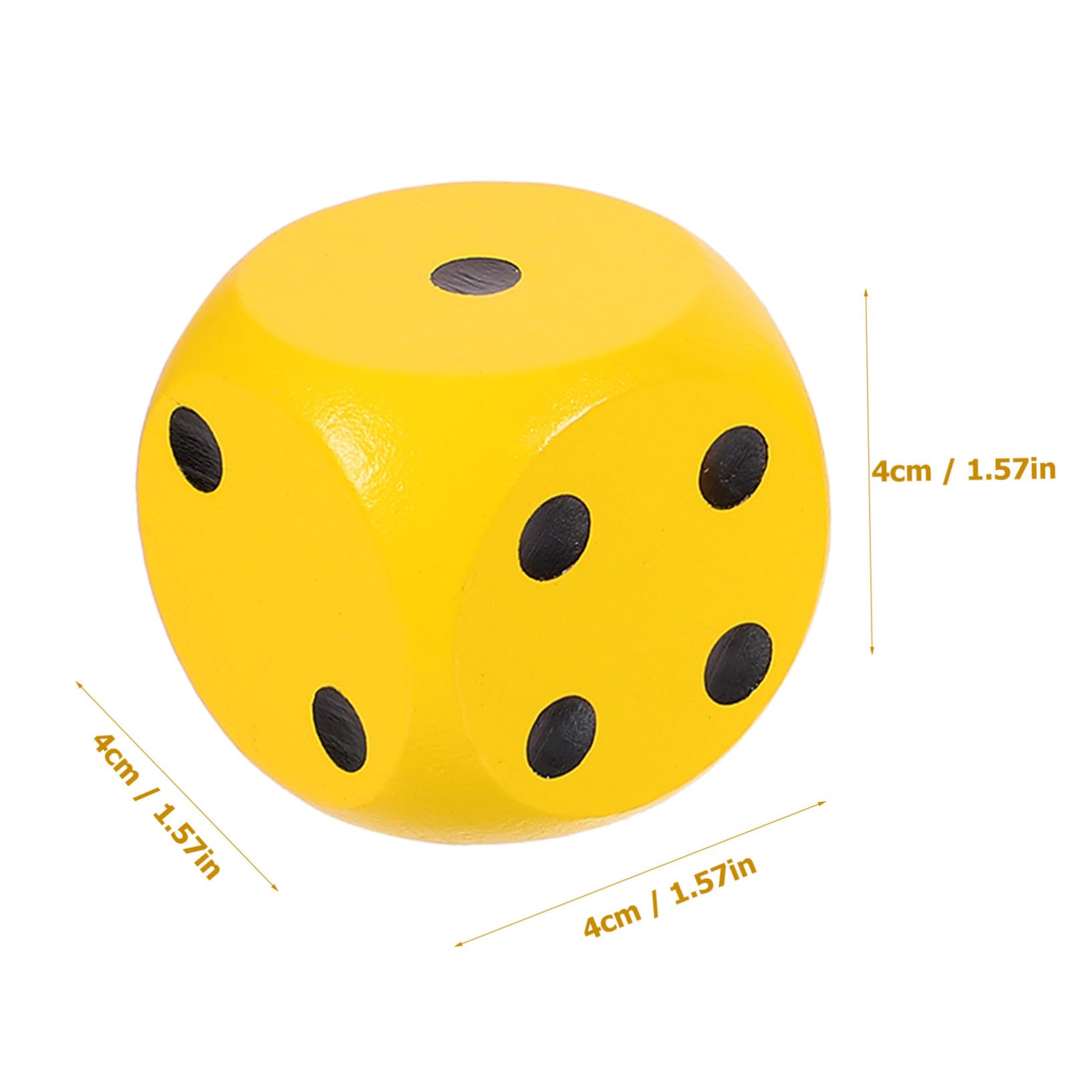 Dés en Bois 4cm, Lot de 3 Pièces, Jaune, pour Jeu de Société