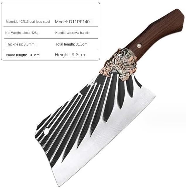 Meat Cleaver,Cleaver Knife 8 Inch Japanese Chef's Knife Kitchen Cooking Knives Handmade High Carbon Steel Meat Fish Fruit Vegetables Cutter Chopping Knife