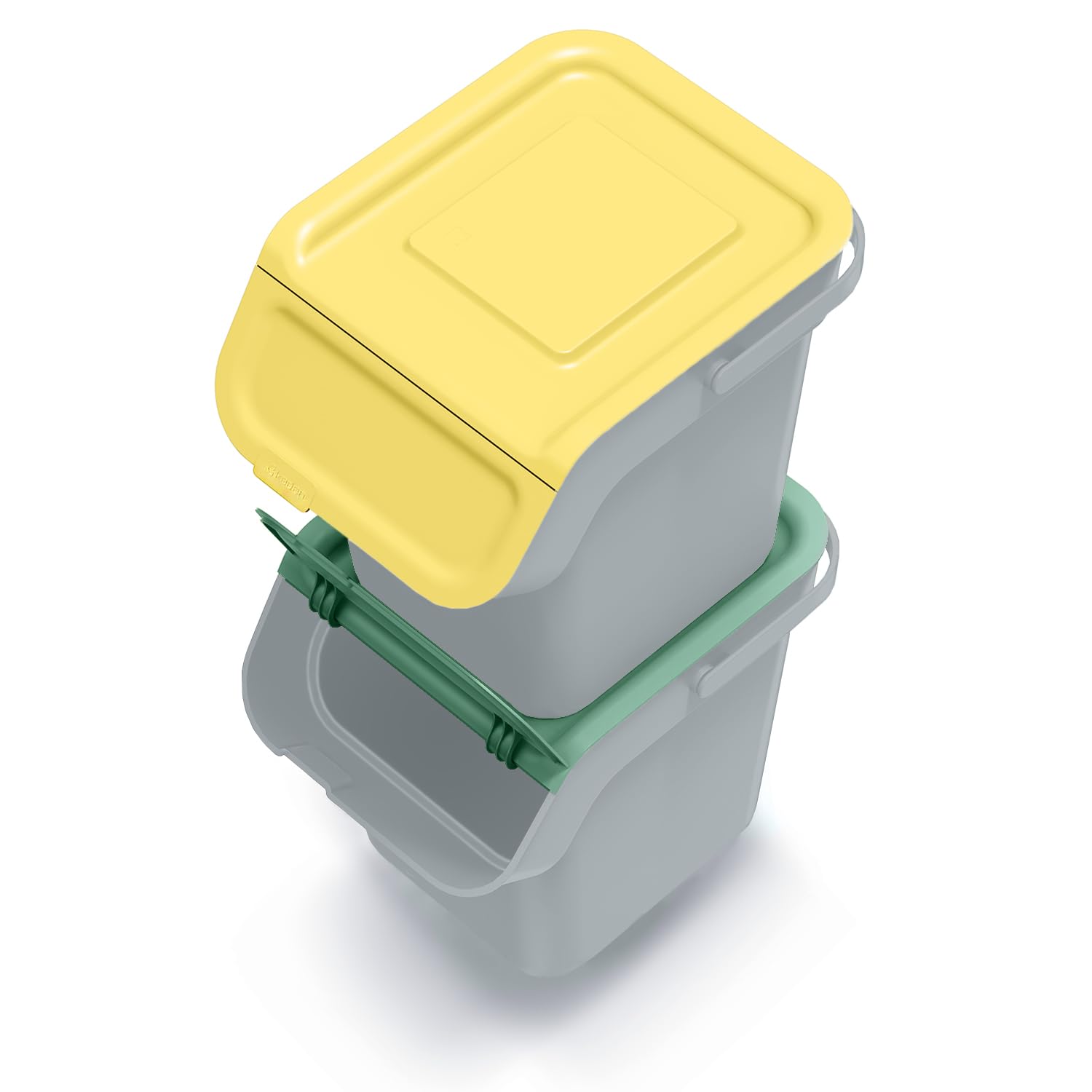 IMJ-Global - Bidoni Differenziata da Interno Piccoli, Set Cestini Spazzatura Differenziata Impilabili (4x20L) Pattumiera Comoda Kit Raccolta Differenziata Interno per Casa, Locale, Ufficio