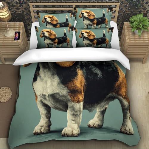 Housse de couette microfibre ultra douce au motif de Beagle vintage résistant - 5