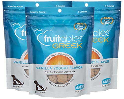Fruitables Greek Crunchy Dog Treats Vanilla Yogurt Flavor with Pumpkin Granola & Greek Yogurt (3 Pack) 7 oz Each
