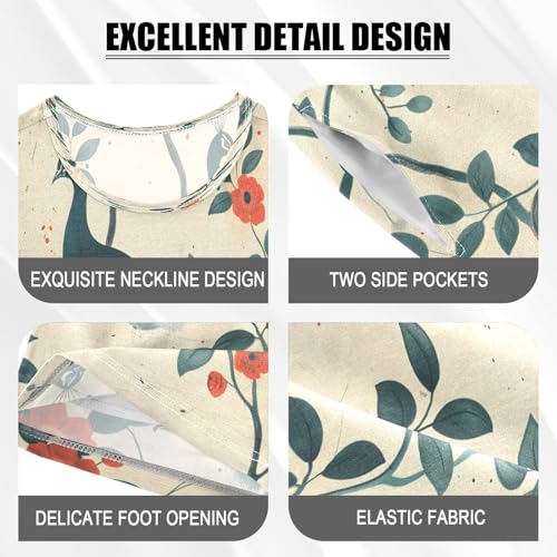 senya Peacock Bird Summer Pajamas Set Short Cotton Sleepwear 2 Piece4