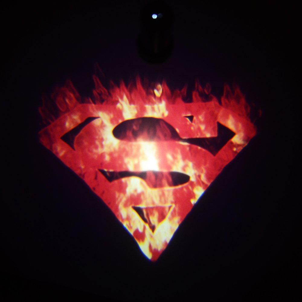 Buy SHE'O 2x Flame fire Superman S shield symbol Car Door LED logo
