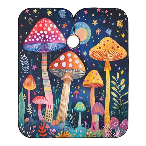 Capa de barbieria para hombre con diseño setas coloridas impermeable miniatura 2