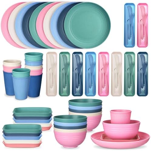 Nitial 80 Pieces Wheat Straw Dinnerware … Nitial 80 Pieces Wheat Straw Dinnerware …