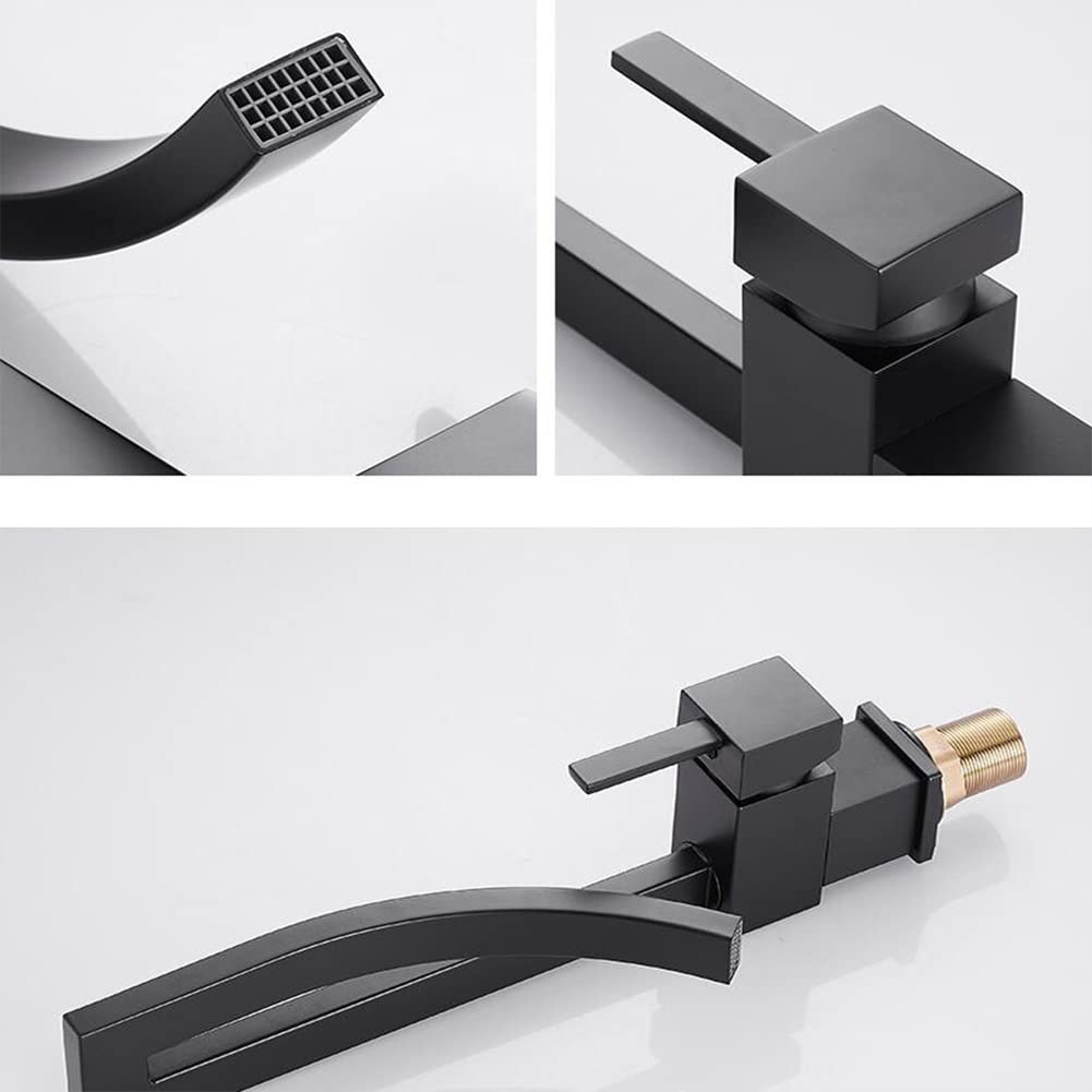 Robinet Salle De Bain Robinet Lavabo Pivotant À 360°, Style Moderne Noir Monocommande Laiton Mitigeur Lavabo Eau Chaude Et Froide Disponible, Robinetterie Vasque