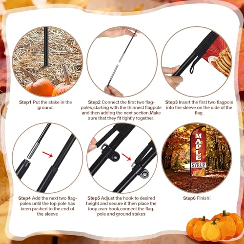 Image of Remagr 2 Pack Maple Syrup Feather Flag 7 ft Advertising Swooper Flag Sign Windless Maple Syrup Banner with Pole Kit and Ground Stake for Businesses Restaurants Outside Ground